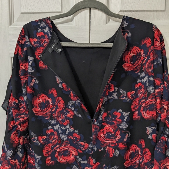 Halogen Floral Ruffled Long Bell Sleeve Shift Dress Size Medium - Picture 3 of 9